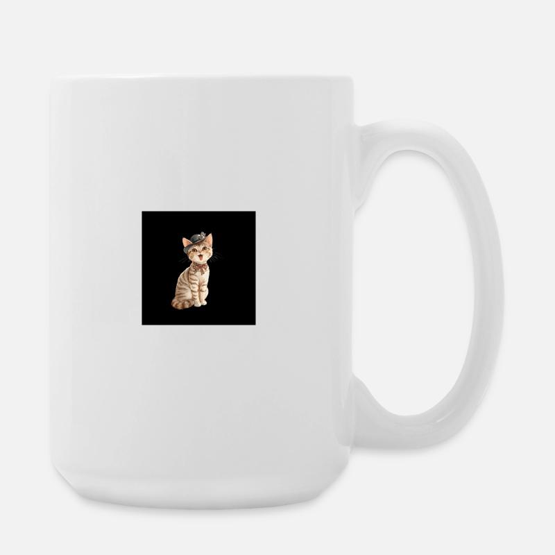 Kitten in Fedora Bowtie - Large Mug 440 ml - white