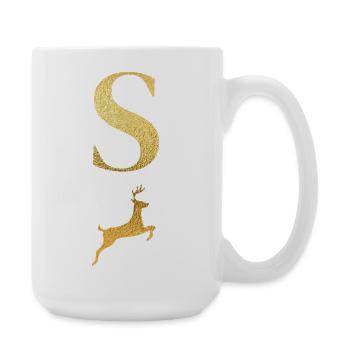 Buchstabe s goldener Hirsch - Geschenkidee - Große Tasse 440 ml - Weiß - Rechts