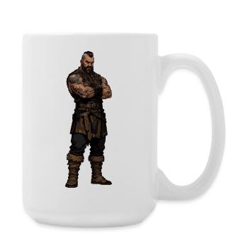 Barbarian warrior in leather - Large Mug 440 ml - white - Right