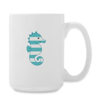 Seepferdchen türkis gestreift - Große Tasse 440 ml - Weiß - Rechts