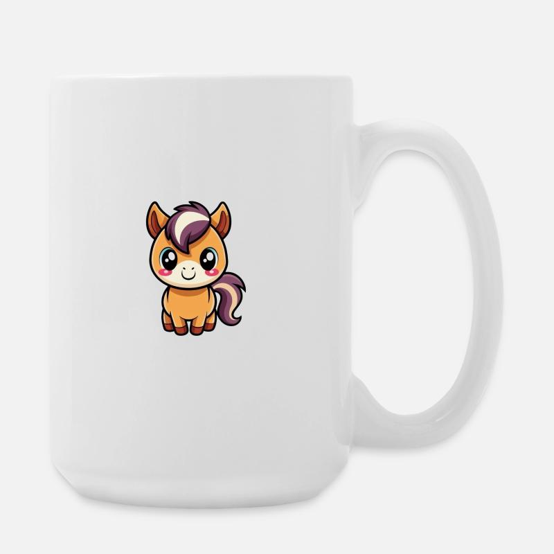 Süßes Chibi-Pony mit lila Mähne - Große Tasse 440 ml - Weiß
