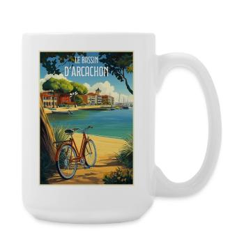Reflexion der Bucht von Arcachon im Sommer - Große Tasse 440 ml - Weiß - Rechts