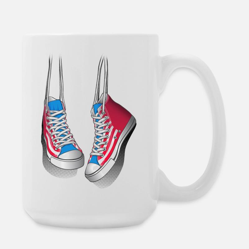 Baskets et lacets de chaussures - Grande tasse 440 ml - blanc