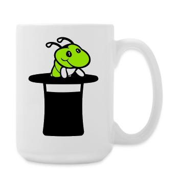 Raupe Zylinder Hut Magier Zauberer Zaubertrick süß - Große Tasse 440 ml - Weiß - Rechts