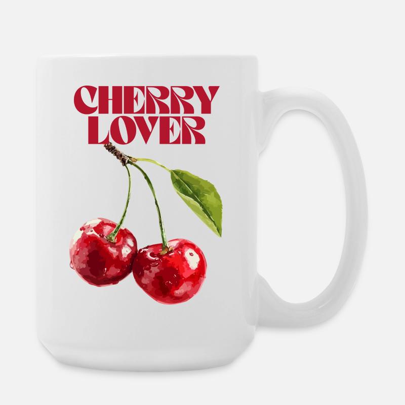 Cherry Lover Botanische Illustration - Große Tasse 440 ml - Weiß