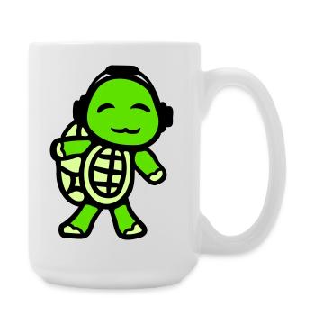 Tortue Casque Musique Écoute Club Fête Fun - Grande tasse 440 ml - blanc - Droite