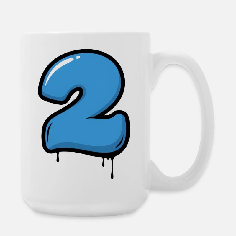 Graffiti Blue Number 2 Drops - Large Mug 440 ml - white