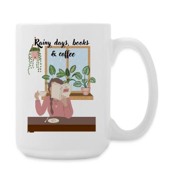 Cuddle days reading with coffee - Large Mug 440 ml - white - Right