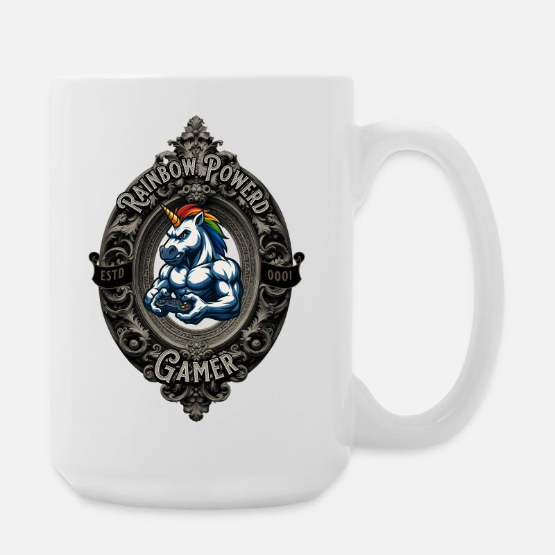Rainbow Power Gamer - Große Tasse 440 ml - Weiß