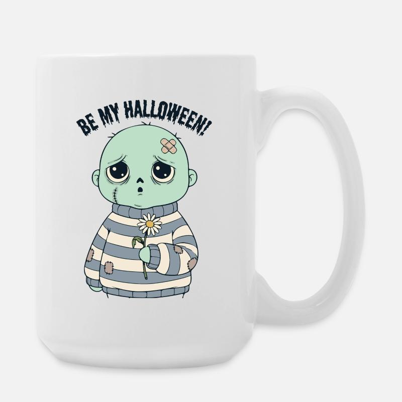Adorable tête de mort en pull rayé - Grande tasse 440 ml - blanc
