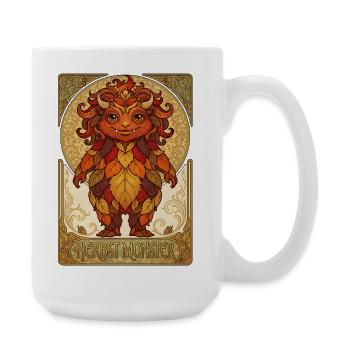 Herbst Monster aus Laub - Große Tasse 440 ml - Weiß - Rechts