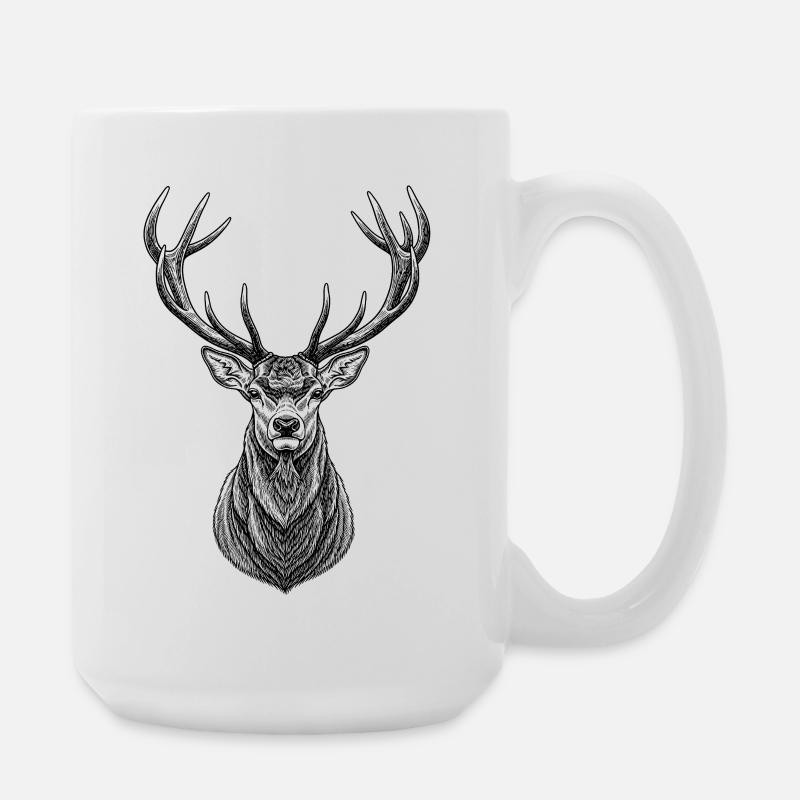 Hirsch Geweih | Jäger Wald & Natur Geschenk - Große Tasse 440 ml - Weiß