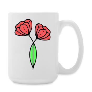 Poppy Poppies Minimalist Line Art 6 - Large Mug 440 ml - white - Right