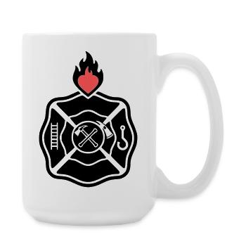 Emblème des pompiers | Croix Florian avec cœur - Grande tasse 440 ml - blanc - Droite