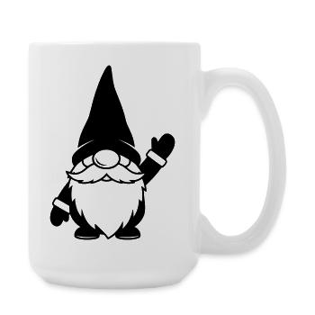 Funny gnome waving illustration - Large Mug 440 ml - white - Right