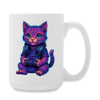 Cat Gaming Gamer Gaming Gaming Video Games - Large Mug 440 ml - white - Right