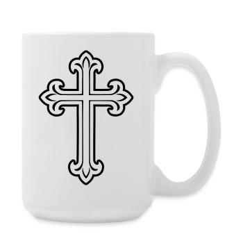 Symbole de croix chrétien - Grande tasse 440 ml - blanc - Droite
