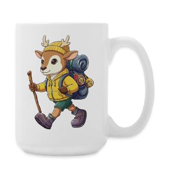 Süßes Reh Wandern Camping Abenteuer Rucksacktourist - Große Tasse 440 ml - Weiß - Rechts