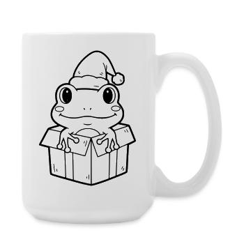 Weihnachtsfrosch in Geschenkbox Illustration - Große Tasse 440 ml - Weiß - Rechts
