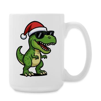 T-Rex Santa mit Sonnenbrille - Große Tasse 440 ml - Weiß - Rechts