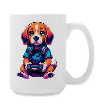 Beagle Gaming Gamer Gaming Gaming Video Games - Large Mug 440 ml - white - Right