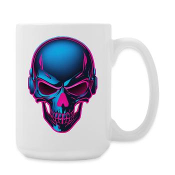 Neon Skull with Headphones - Large Mug 440 ml - white - Right