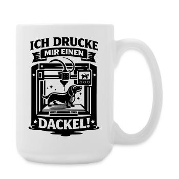 Dackel 3D Drucker Basteln Hund - Große Tasse 440 ml - Weiß - Rechts