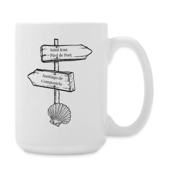 Illustration von der Muschel des Camino-Wegweisers - Große Tasse 440 ml - Weiß - Rechts