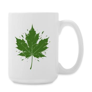 Feuille d’érable verte avec des éclaboussures - Grande tasse 440 ml - blanc - Droite