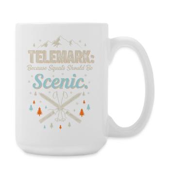 Telemark Ski Funny Squats Scenic Retro Vintage - Large Mug 440 ml - white - Right