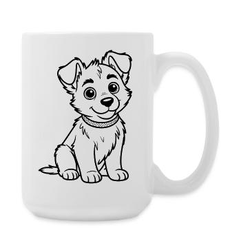 Kuschelhund Linienzeichnung - Große Tasse 440 ml - Weiß - Rechts