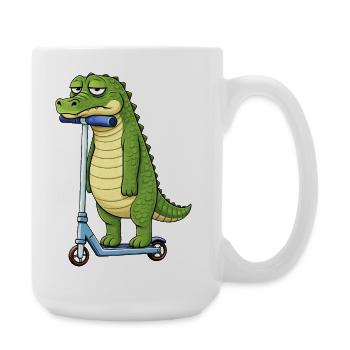Dessin animé Crocodile Scooter Amitié Solitaire - Grande tasse 440 ml - blanc - Droite