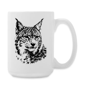 Lynx – graphismes minimalistes d’un chat sauvage - Grande tasse 440 ml - blanc - Droite