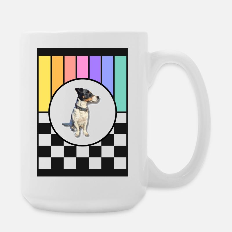 Hund im Regenbogenrahmen - Große Tasse 440 ml - Weiß