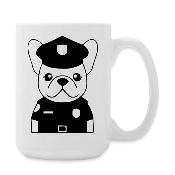 Frenchie Policeman Dog Black - Large Mug 440 ml - white - Right