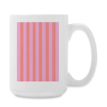 Stripes - Pink Red Customizable - Large Mug 440 ml - white - Right
