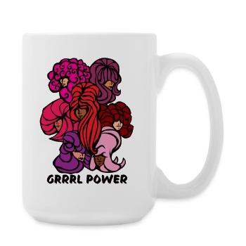 Girl Grrrl power riot 7 ladies Friseurin Hair 90s - Große Tasse 440 ml - Weiß - Rechts