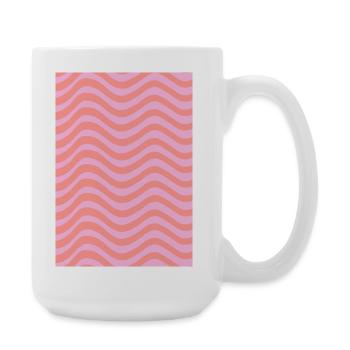 Stripe Wave Pattern - Pink Customizable - Large Mug 440 ml - white - Right