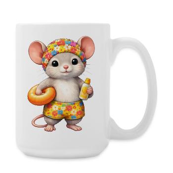 Süße Maus im Sommerurlaub  - Große Tasse 440 ml - Weiß - Rechts