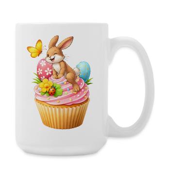 Cute Easter Bunny Cupcake with Colorful Easter Eggs - Large Mug 440 ml - white - Right