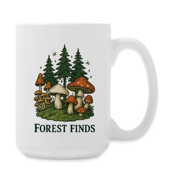 Forest finds: Mushroom scene in the fir forest - Large Mug 440 ml - white - Right