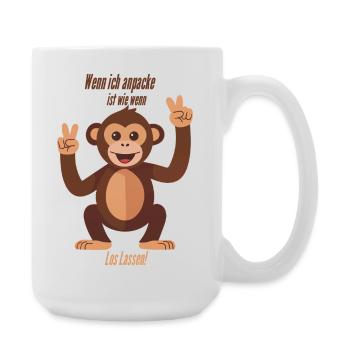 Wenn ich anpacke, ist wie wenn 2 los lassen! - Große Tasse 440 ml - Weiß - Rechts