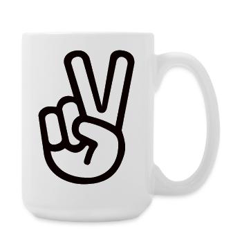 Peace Handzeichen – Victory Symbol - Große Tasse 440 ml - Weiß - Rechts