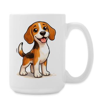 Beagle Hund Süß Lustig Fun Design - Große Tasse 440 ml - Weiß - Rechts