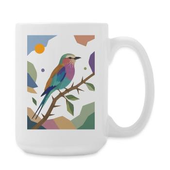 Colorful Bird Lilac Breast Roller Design - Large Mug 440 ml - white - Right