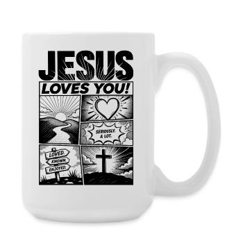 Conception de bandes dessinées « Jésus t’aime » - Grande tasse 440 ml - blanc - Droite