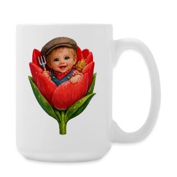 Baby in Tulpenknospen - Große Tasse 440 ml - Weiß - Rechts