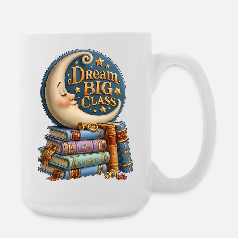 Traum von Big Class Moon und Büchern - Große Tasse 440 ml - Weiß