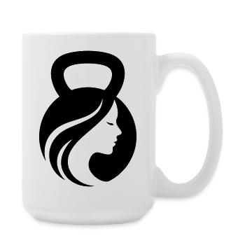 Fitness Queen – Kettlebell Girl - Große Tasse 440 ml - Weiß - Rechts
