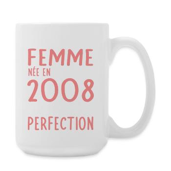 Anniversaire 18 ans - Née en Septembre 2008 - Grande tasse 440 ml - blanc - Droite